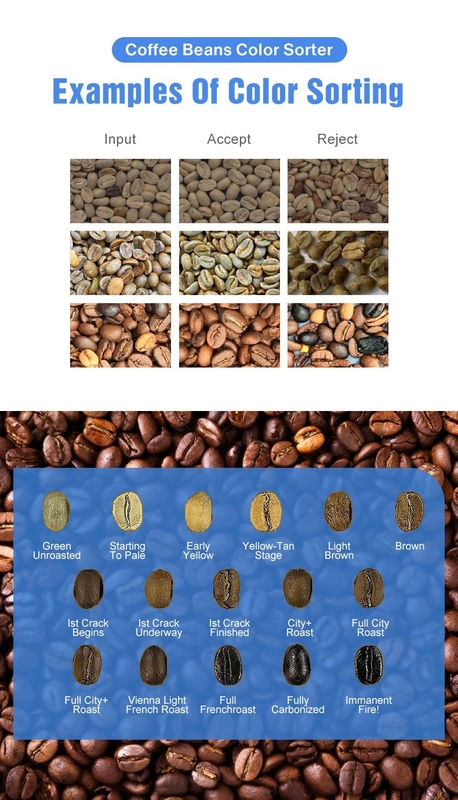 Processing AI Coffee Bean Sorter CCD Sorting Machine Colore e forma Sortare