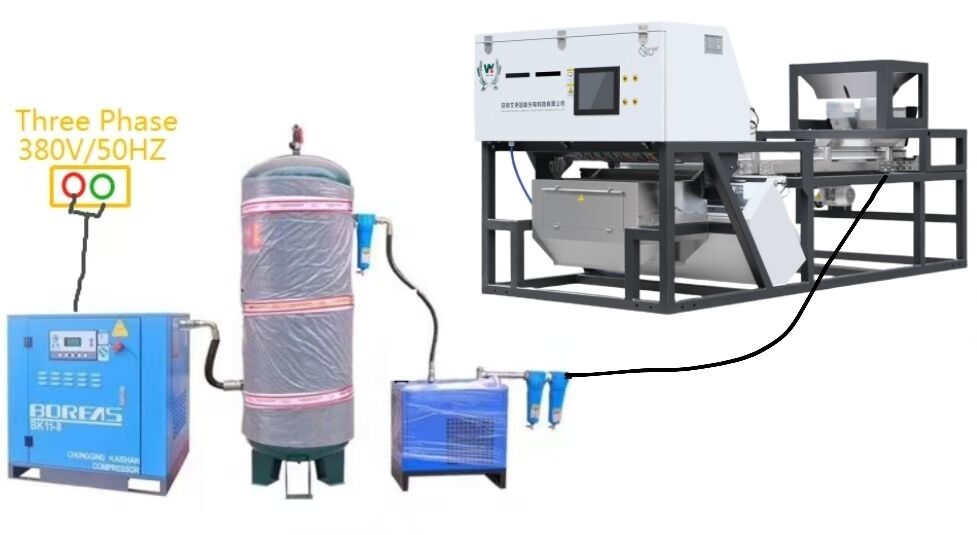 Macchina selezionatrice a colori intelligente per impieghi gravosi Wenyao con telecamera CCD RGB per la selezione di peperoncino e aglio e uscita di 1000-1500 kg/h con telecomando Wifi