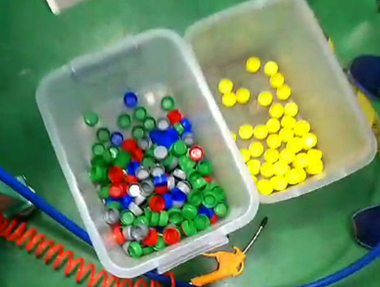 Macchina di plastica di specie di colore del residuo della plastica del selezionatore di colore del tappo di bottiglia di elevata purezza nel processo di riciclaggio di plastica