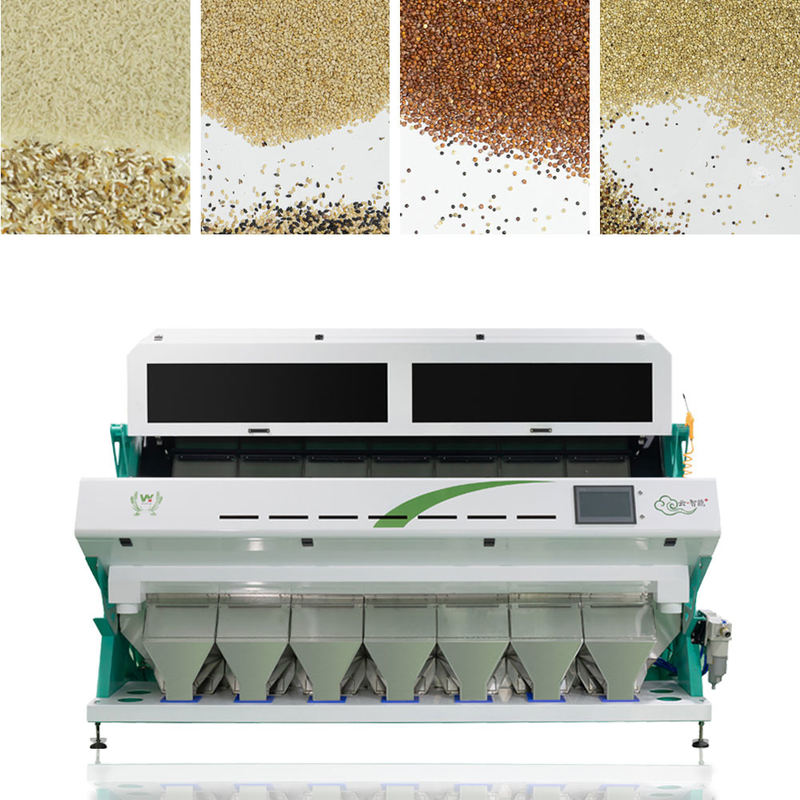 Linea di trasformazione vaglio usato dell'azienda agricola automatica di 7 scivoli di colore dell'orzo del grano con la macchina fotografica di Toshiba