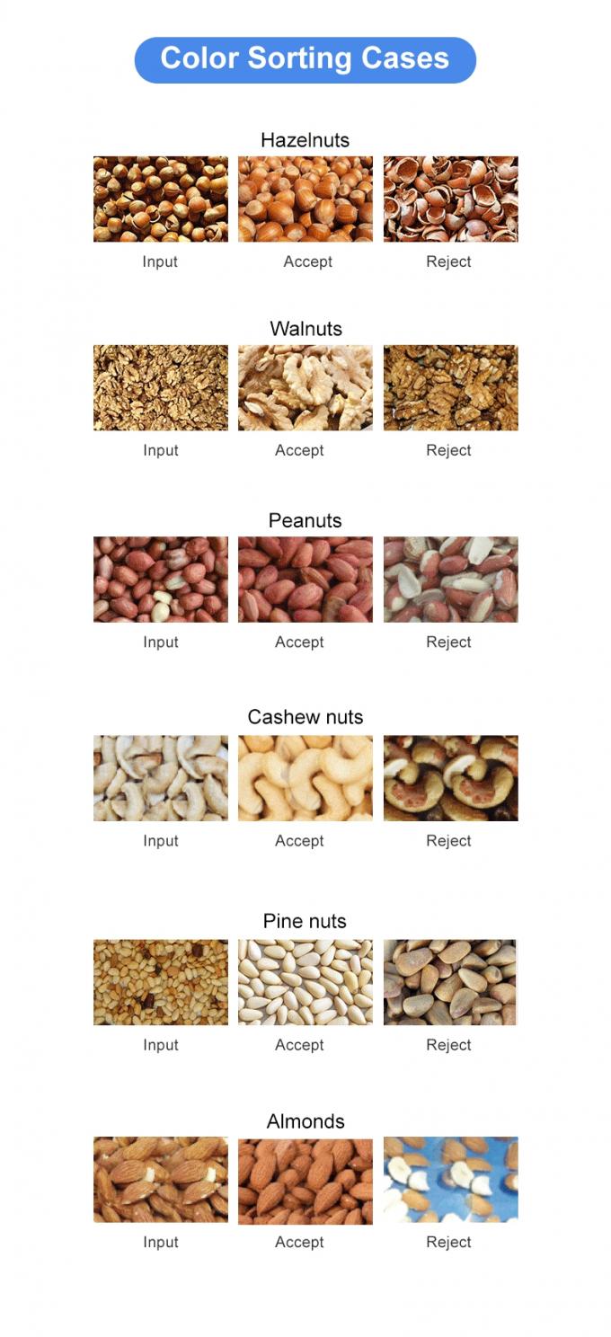 Intelligente macchina per la selezione del colore delle noci di cashew con sensore Toshiba CCD e fotocamera RGB 2